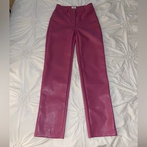 Aritzia faux leather pants, size 2, color pink, new without tags, never worn.